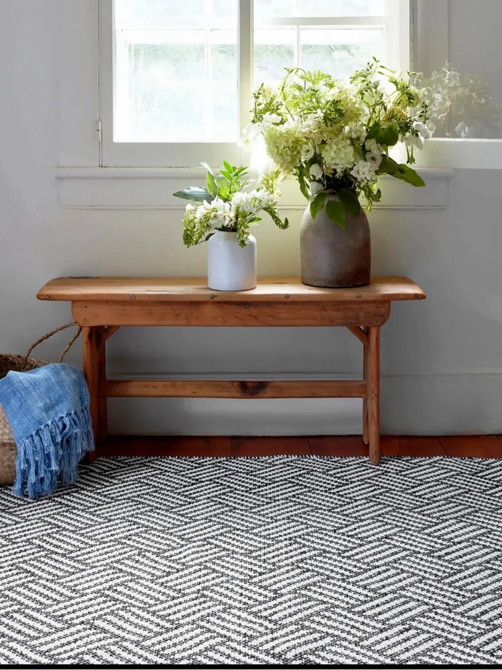 NWT Annie Selke $68 Crisscross Handwoven Indoor/Outdoor Rug